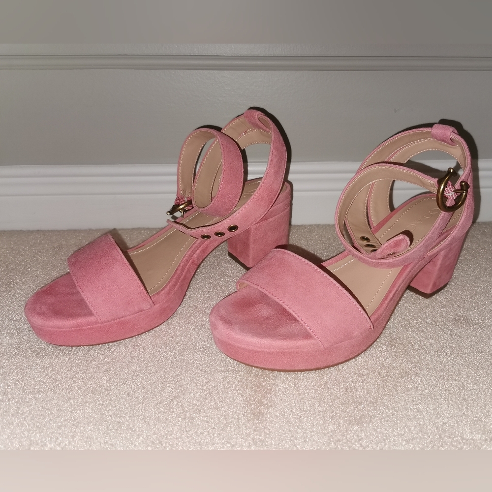 Coach Serena Platform Sandals 6 Pink Suede - Picture 6 of 12